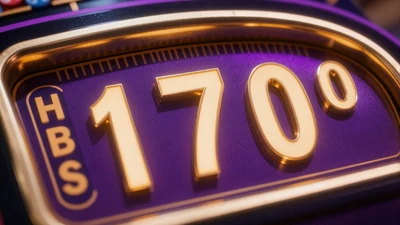 Progressiver Jackpot-Z&auml;hler mit 7-stelligem Betrag in Gold-Violett-Neon auf Casino-Hintergrund
