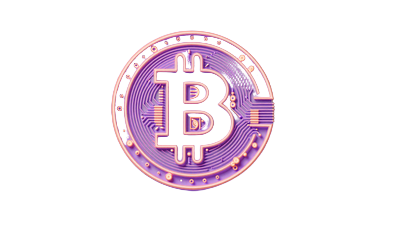 Bitcoin Krypto-Symbol in Orange-Violett-Neon f&uuml;r Casoola Casino Einzahlungen