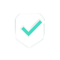 Lime-Cyan Checkmark-Badge f&uuml;r Casoola Casino Vorteile