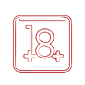 18+ verantwortungsvolles Spielen Icon in rot-wei&szlig;